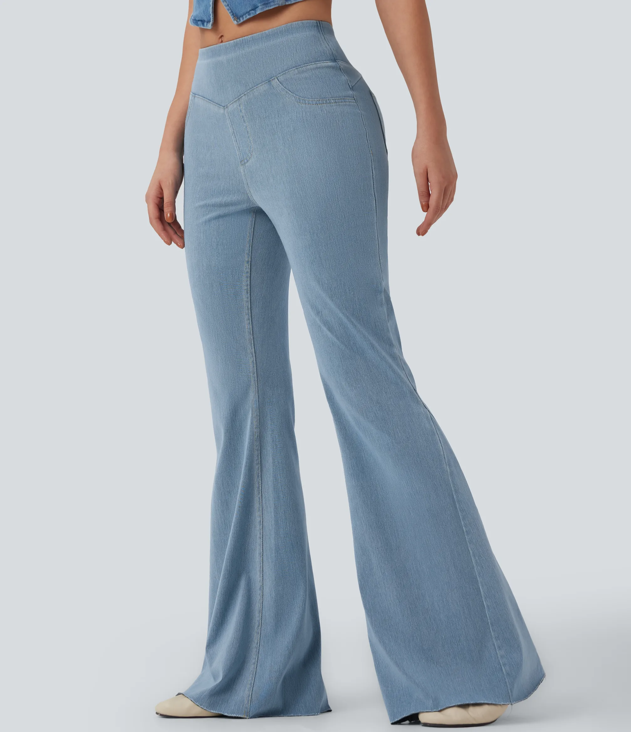 Flare & Bootcut Jeans|Jeans<HALARA Flex™ Mid Rise Casual Flare Jeans with Pockets