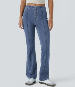 Jeans<HALARA Flex™ Mid Rise Decorative Pockets Casual Bootcut Jeans