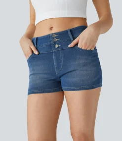 Denim Shorts|Denim Shorts<HALARA Flex™ Mid Rise Decorative Pockets Denim Casual Shorts 2''