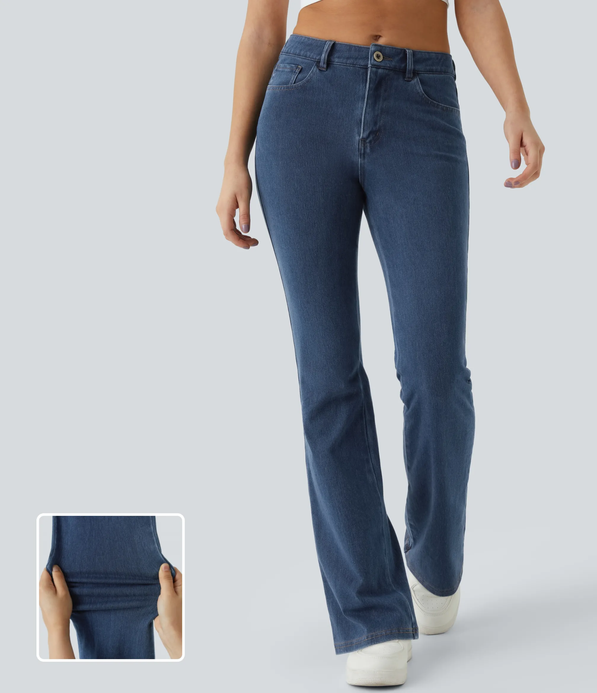 Jeans<HALARA Flex™ Mid Rise Pockets Casual Bootcut Jeans
