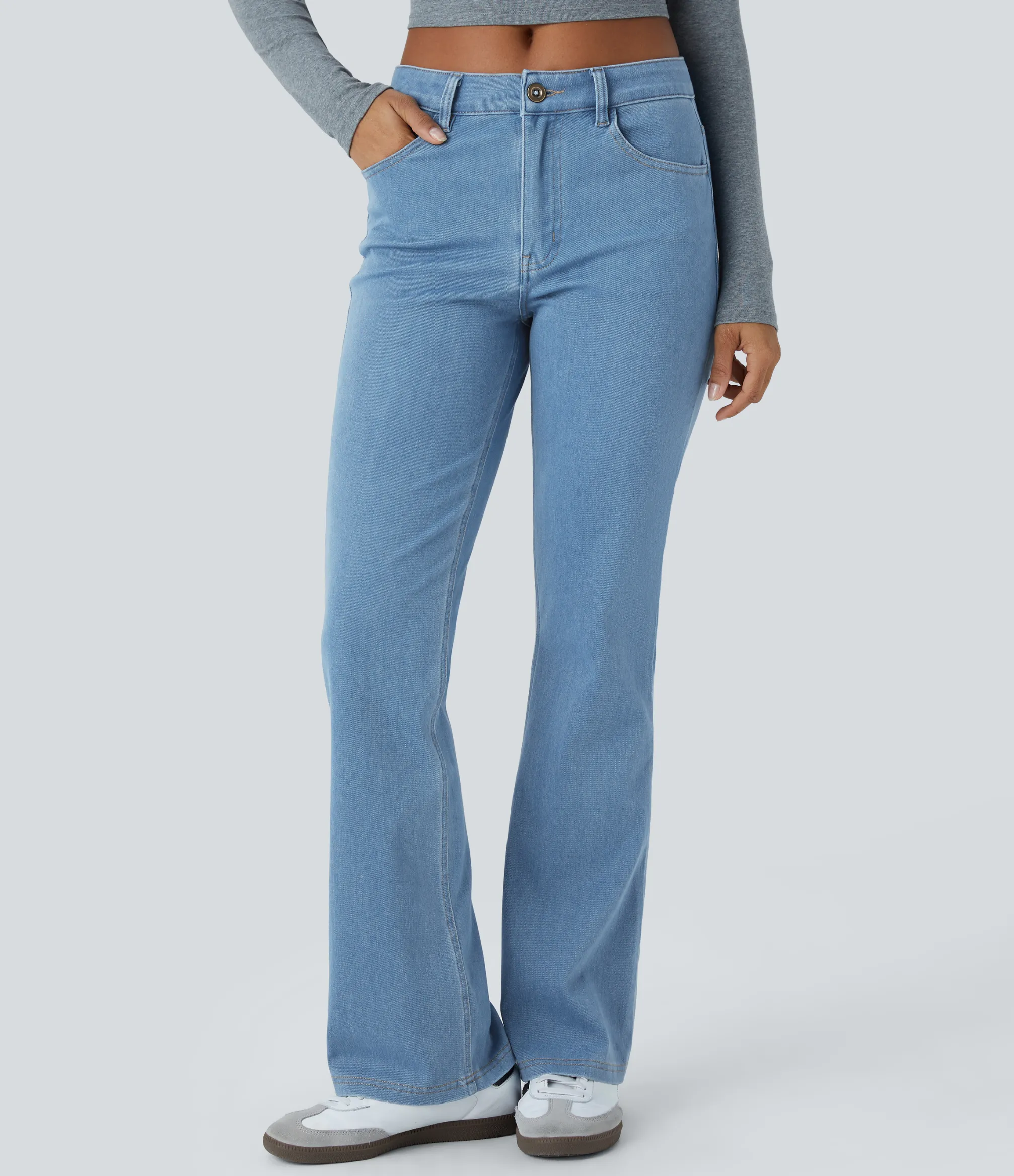 Jeans<HALARA Flex™ Mid Rise Pockets Casual Bootcut Jeans