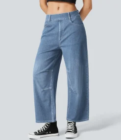 Jeans<HALARA Flex™ Mid Rise Pockets Barrel Leg Work Jeans