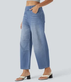 Jeans<HALARA Flex™ Mid Rise Pockets Barrel Leg Casual Jeans