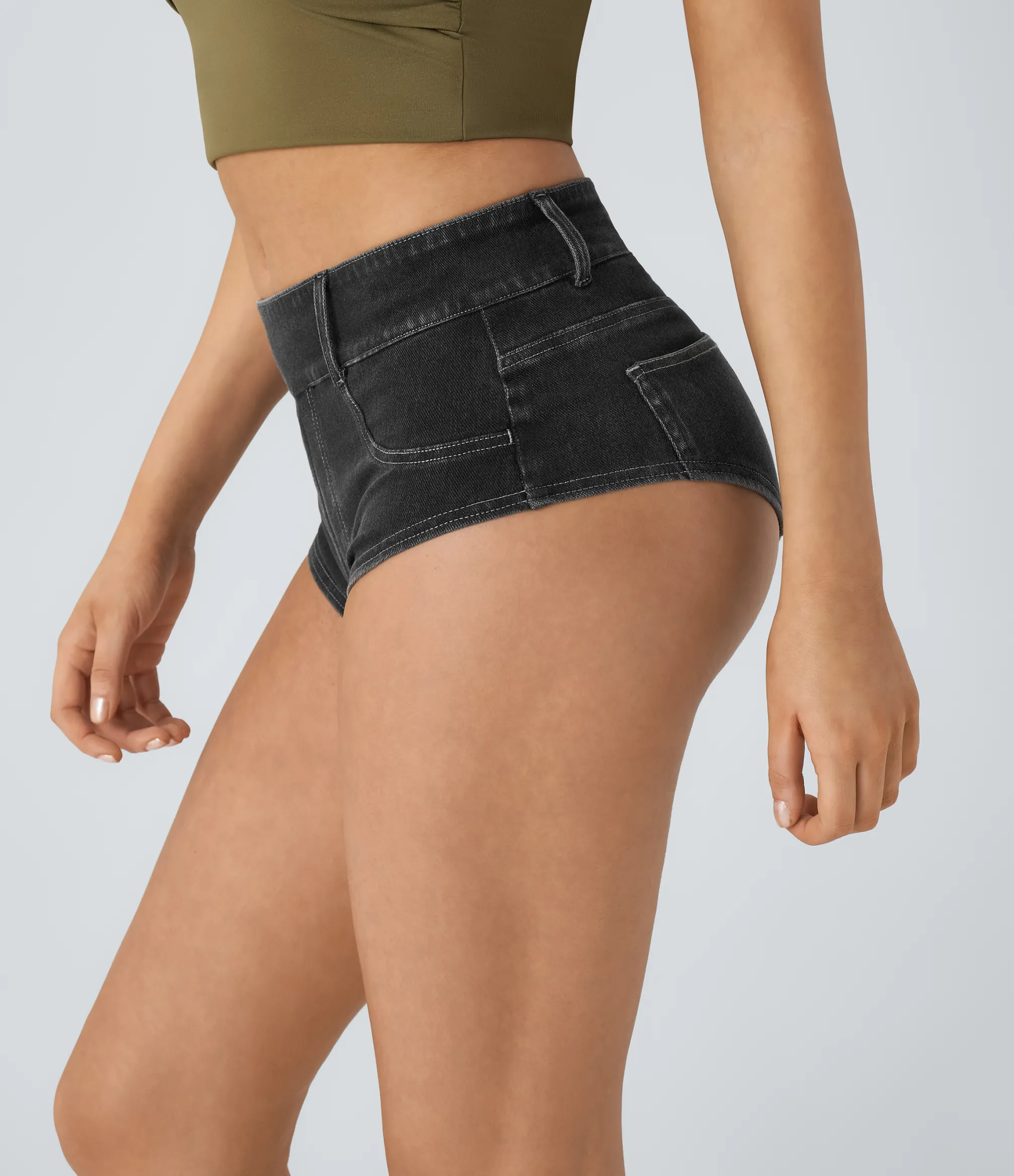 Denim Shorts|Denim Shorts<HALARA Flex™ Mid Rise Pockets Skinny Denim Casual Hot Shorts 1''