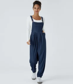 Jumpsuits<HALARA Flex™ Pockets Denim Casual Jogger Overalls