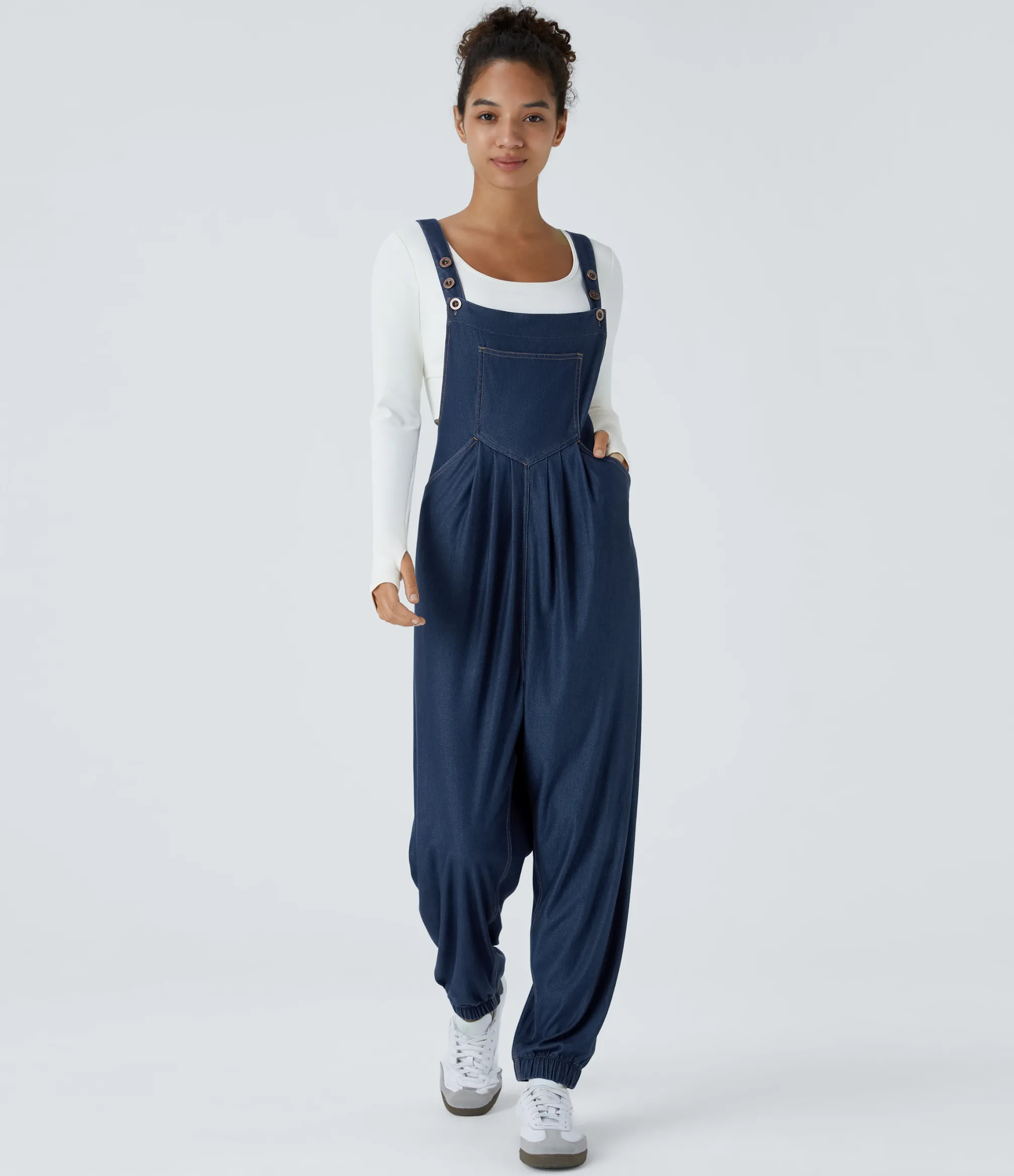 Jumpsuits<HALARA Flex™ Pockets Denim Casual Jogger Overalls