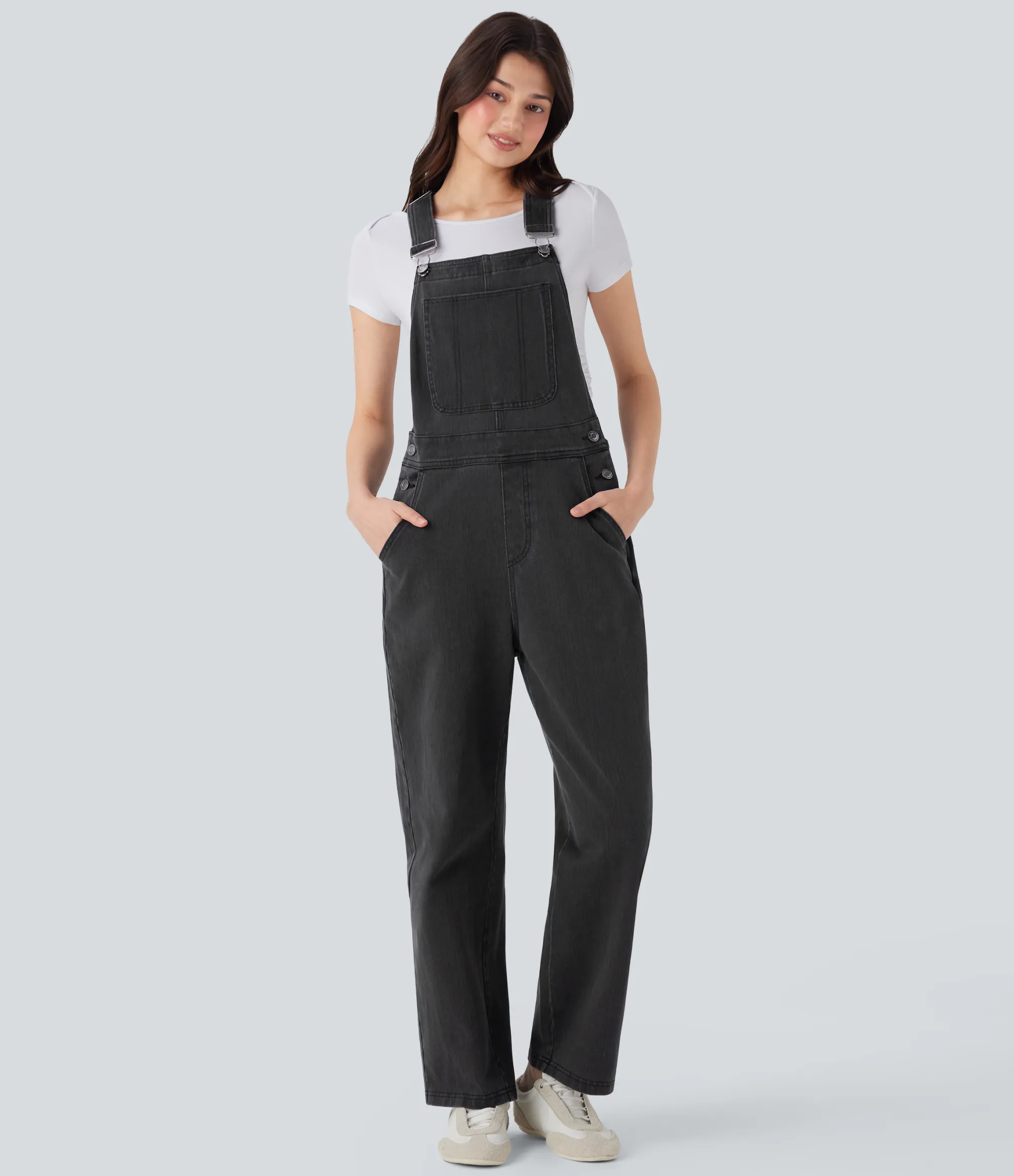 Straight-Leg Jeans|Jumpsuits<HALARA Flex™ Straight Leg Denim Casual Overalls with Pockets