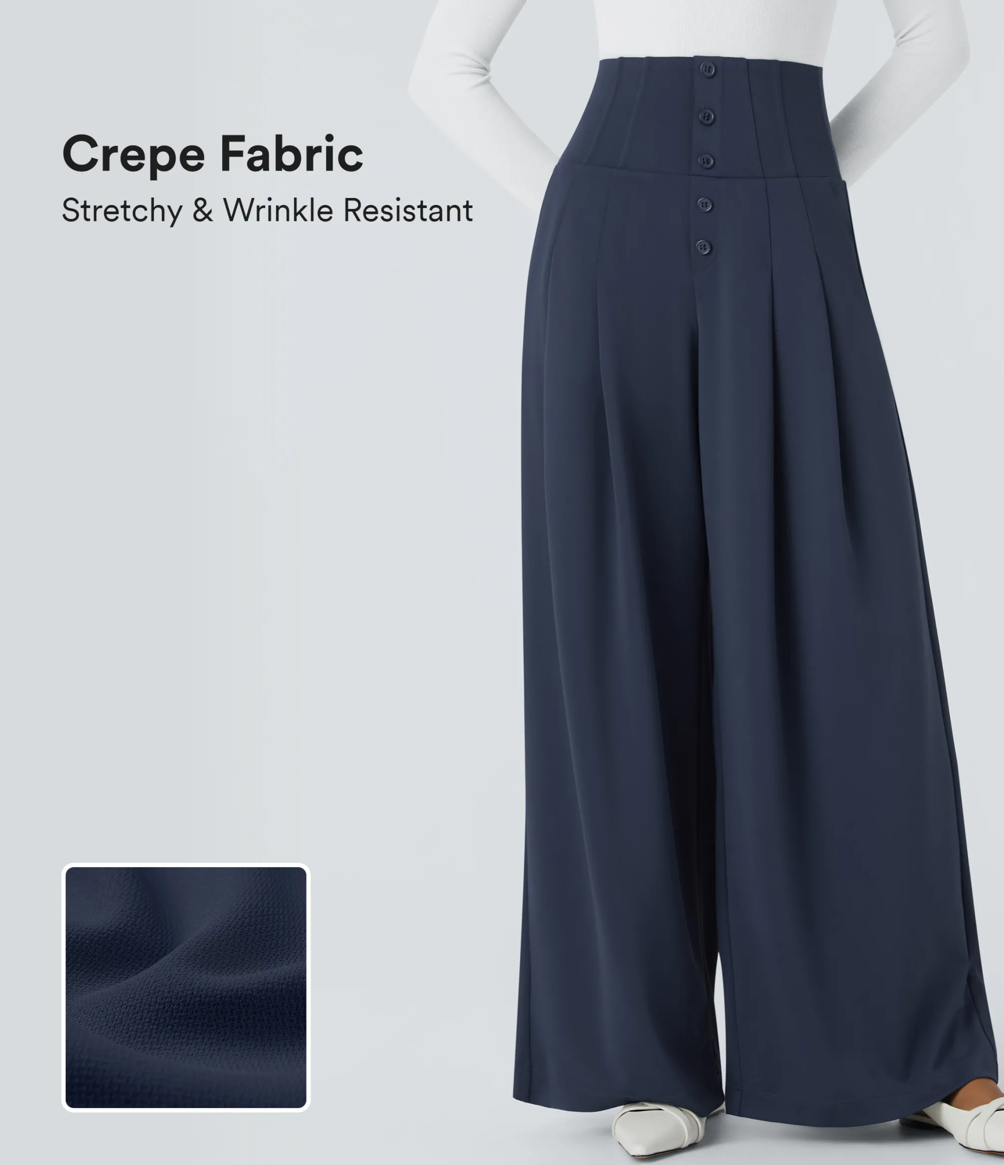 High-Waisted Pants|Pants<HALARA Flex™ Super High Waisted Decorative Pocket Wide Leg Crepe Work Pants