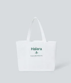 Accessories<HALARA Letter Print Casual Canvas Tote Bag White