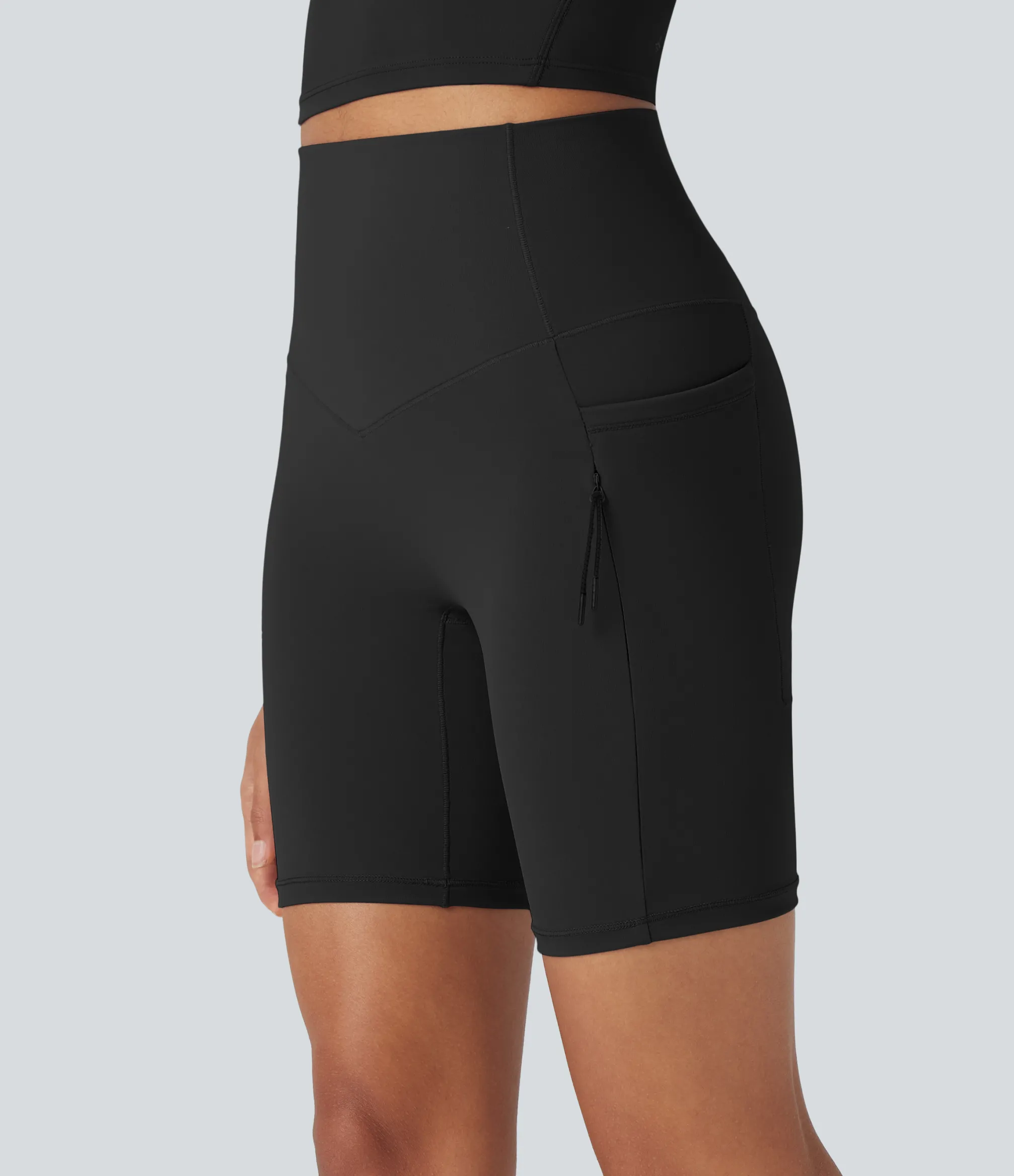 Active Shorts|Bikers<HALARA UltraSculpt™ Cool Quick Dry SoCinched High Waisted Tummy Control Hiking Biker Shorts 7'' with Pockets-UPF 50+