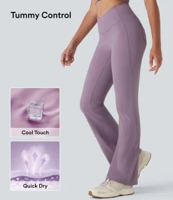Pocket Leggings|Ultrasculpt™ Leggings<HALARA UltraSculpt™ Cool Quick Dry V-Shaped High Waisted Tummy Control Hiking Flare Leggings-UPF 50+ with Pockets