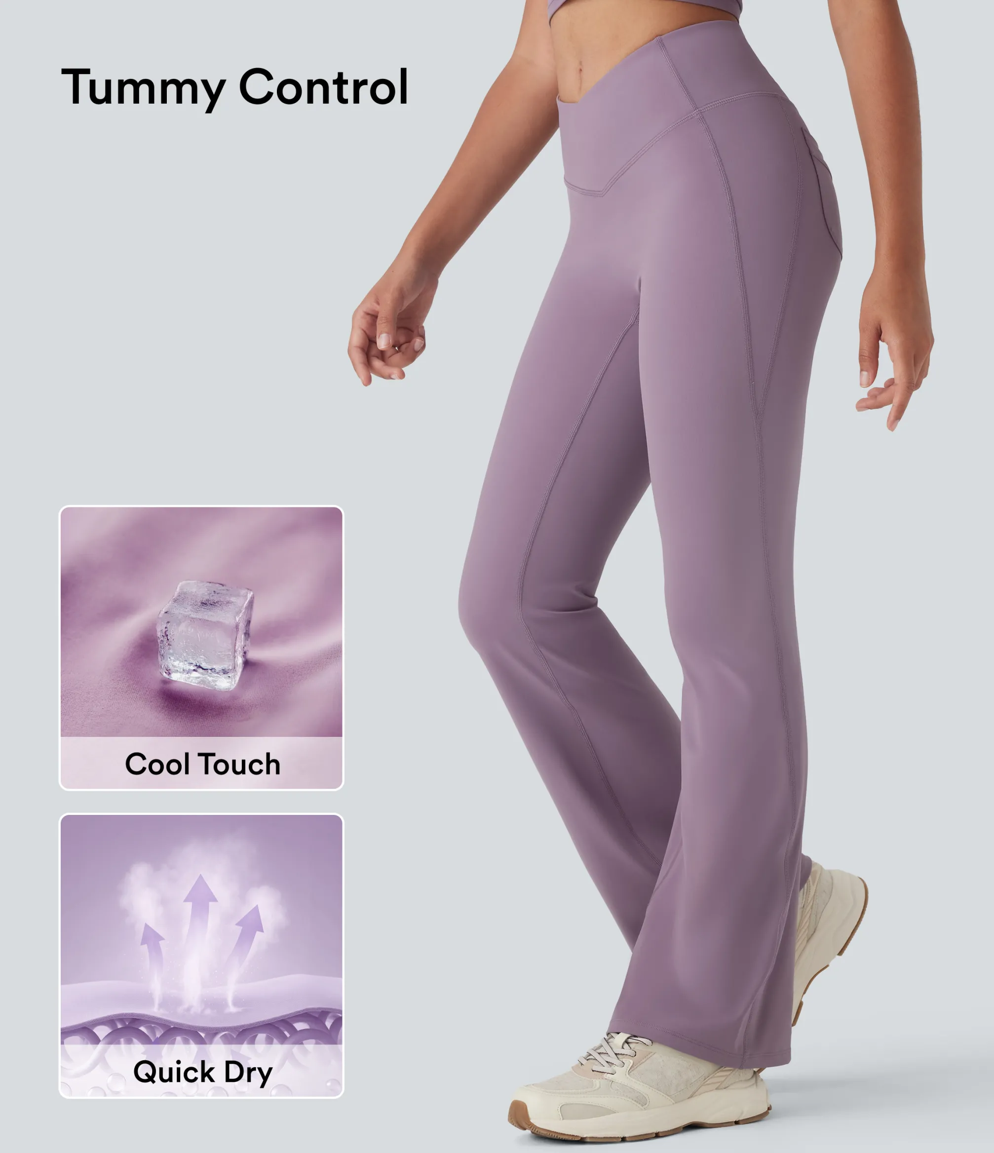Pocket Leggings|Ultrasculpt™ Leggings<HALARA UltraSculpt™ Cool Quick Dry V-Shaped High Waisted Tummy Control Hiking Flare Leggings-UPF 50+ with Pockets