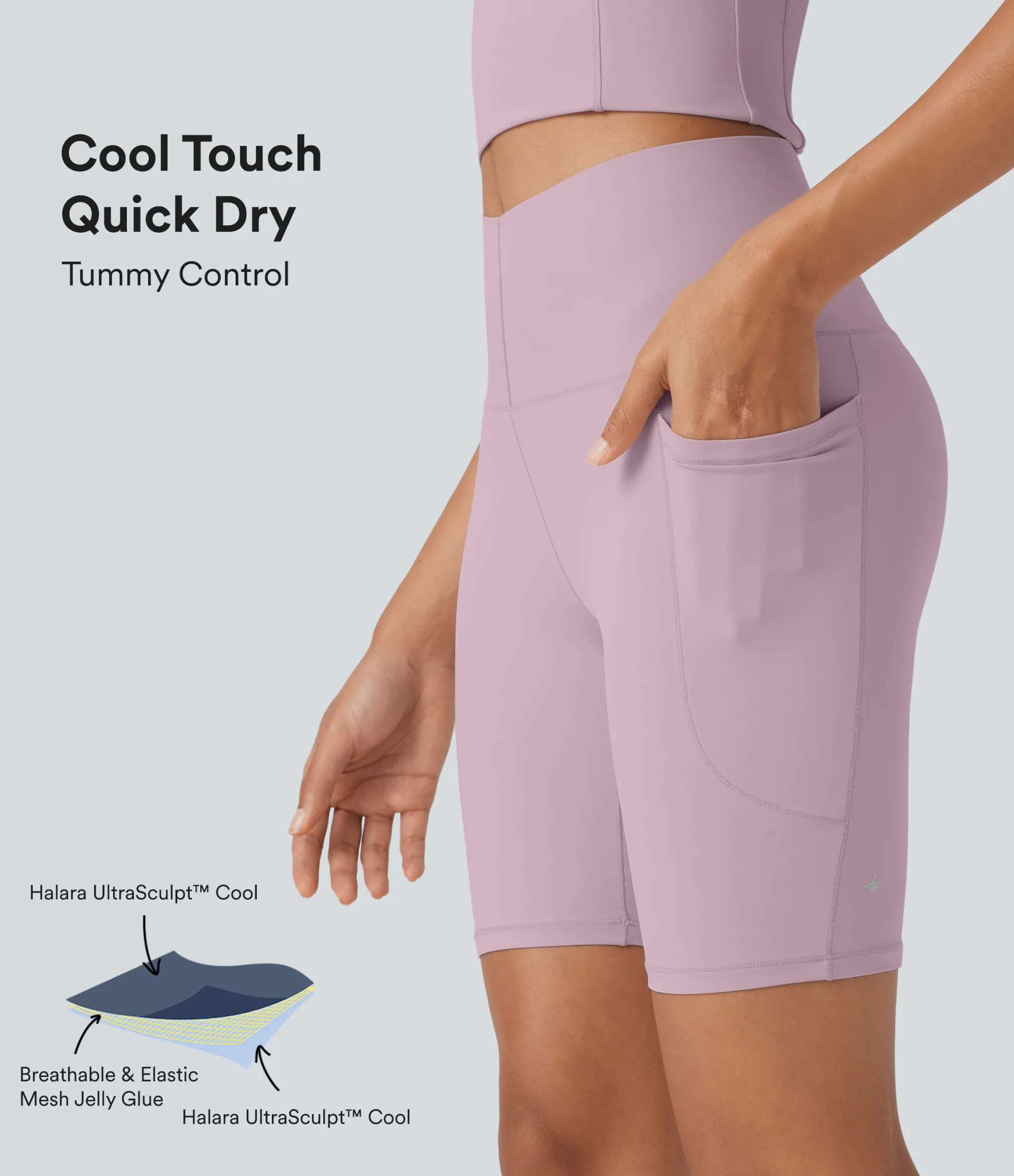 Active Shorts|Bikers<HALARA UltraSculpt™ Cool Quick Dry SoCinched High Waisted Tummy Control Training Biker Shorts 7'' with Pockets-UPF50+