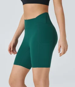 Crossover Shorts|Active Shorts<HALARA UltraSculpt™ High Waisted Crossover Pocket Workout Biker Shorts 7''
