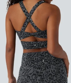 Tank Tops & Camis|Tank Tops<HALARA UltraSculpt™ Leopard Print U Neck Cropped Yoga Tank Top
