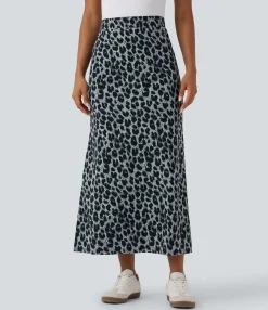 Skirts<HALARA UltraSculpt™ Leopard Print High Waisted Split Maxi Casual Skirt