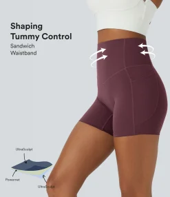 5'' Shorts|Active Shorts<HALARA UltraSculpt™ SoCinched High Waisted Tummy Control Side Pocket Shaping Training Biker Shorts 5''