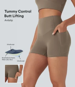Active Shorts|Bikers<HALARA UltraSculpt™ SoCinched High Waisted Butt Lifting Tummy Control Pocket Shaping Training Biker Shorts 3''