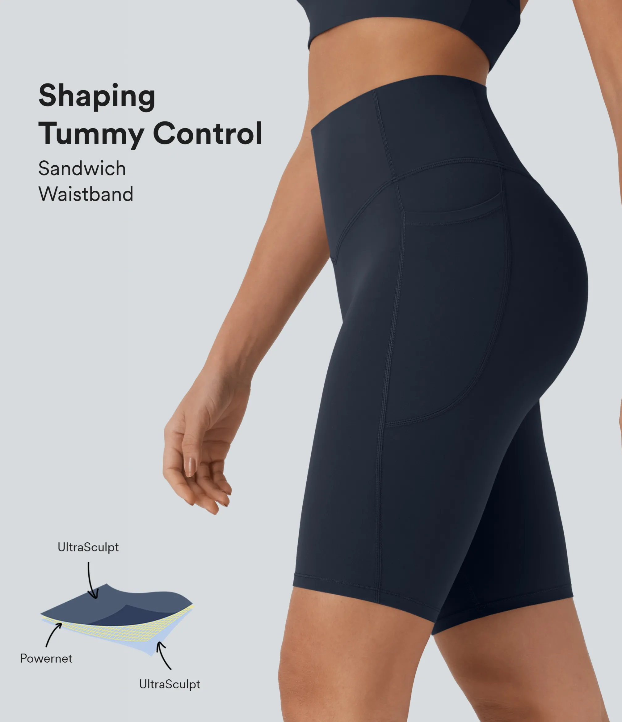 Active Shorts|Bikers<HALARA UltraSculpt™ SoCinched High Waisted Tummy Control Pocket Shaping Training Biker Shorts 9''