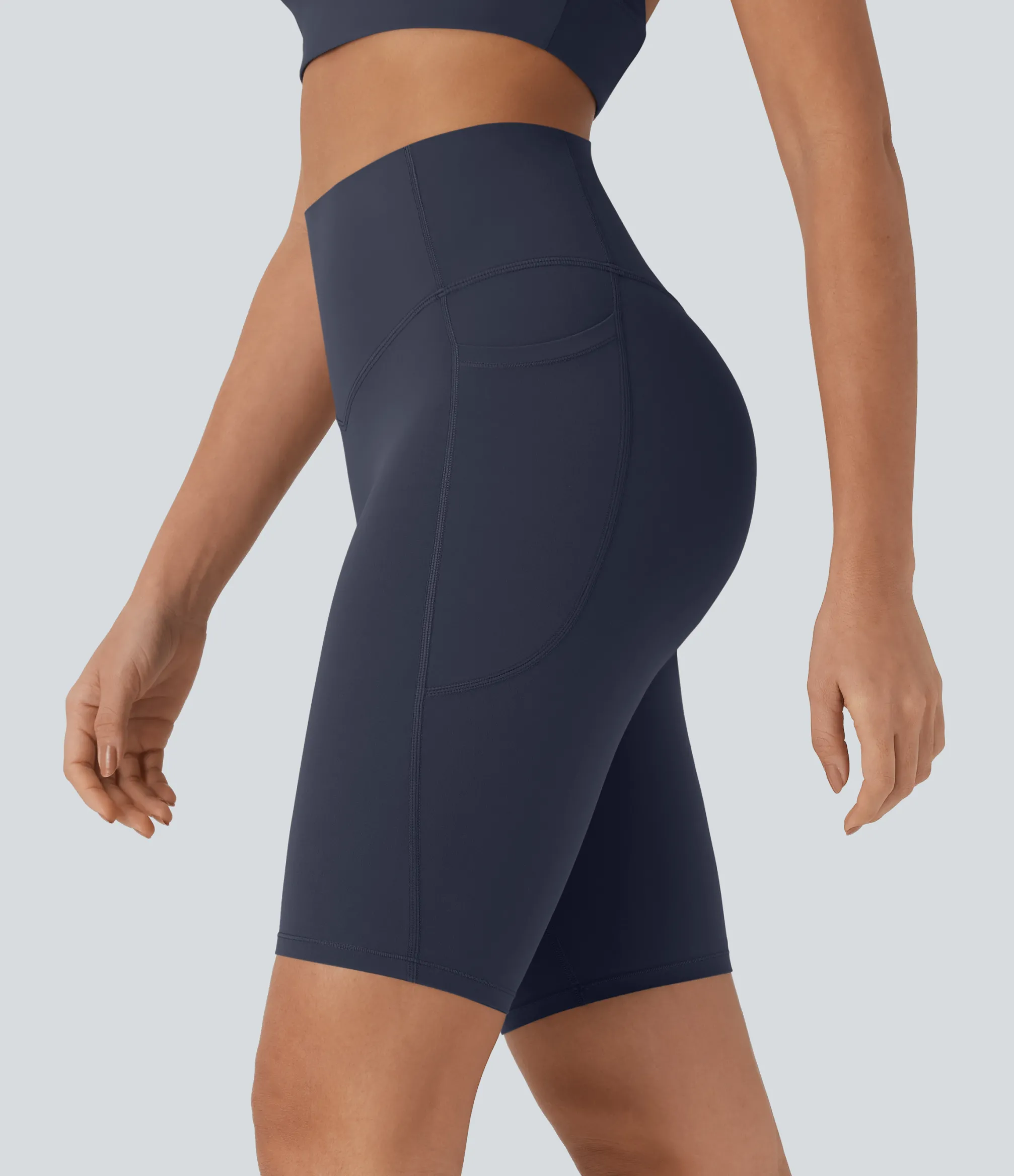 Active Shorts|Bikers<HALARA UltraSculpt™ SoCinched High Waisted Tummy Control Pocket Shaping Training Biker Shorts 9''