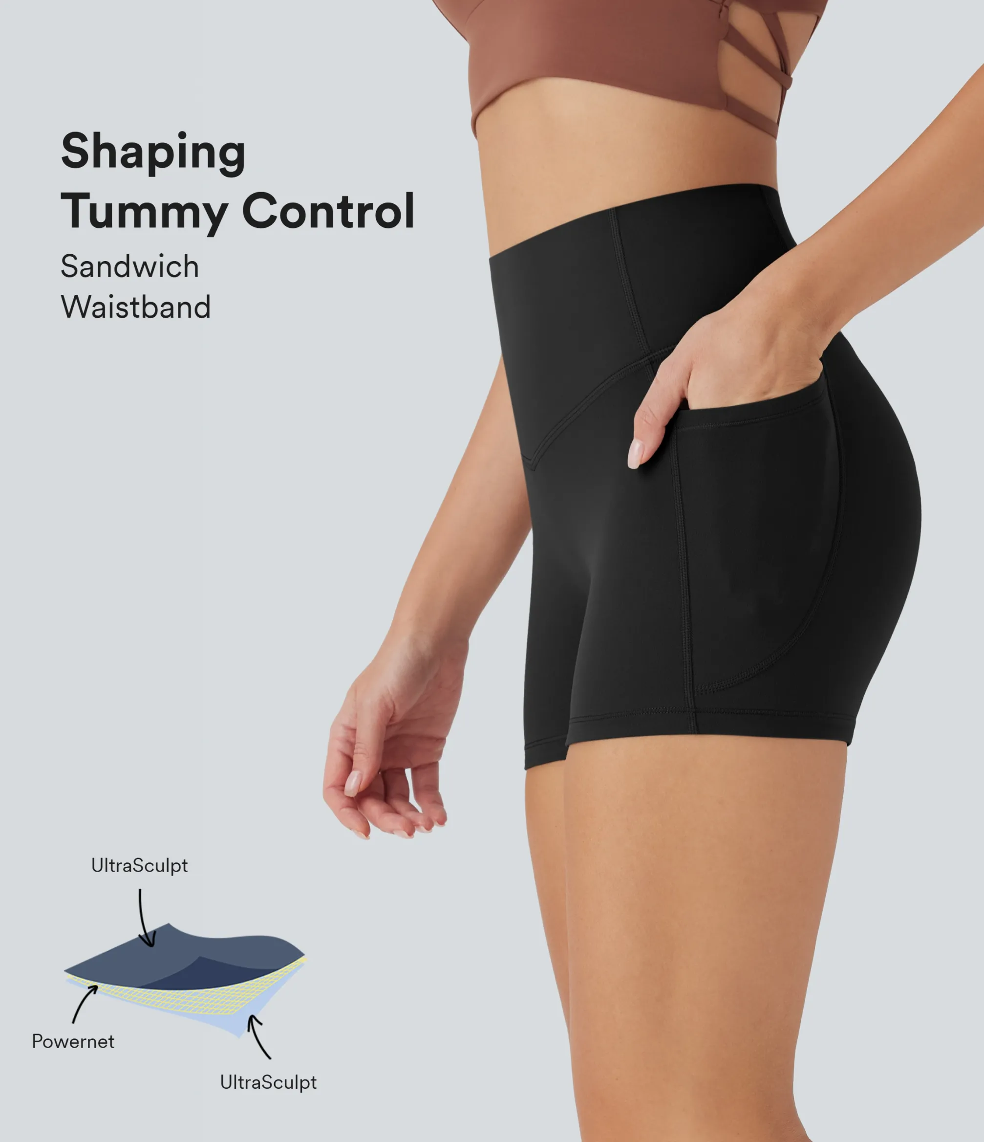 Active Shorts|Bikers<HALARA UltraSculpt™ SoCinched High Waisted Tummy Control Pocket Shaping Training Biker Shorts 3''