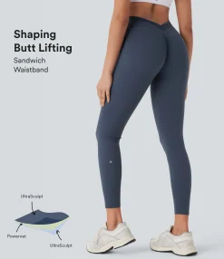 Butt Lifting Leggings|Pocket Leggings<HALARA UltraSculpt™ SoCinched High Waisted Tummy Control Butt Lifting Ruched Pocket Shaping Yoga Leggings