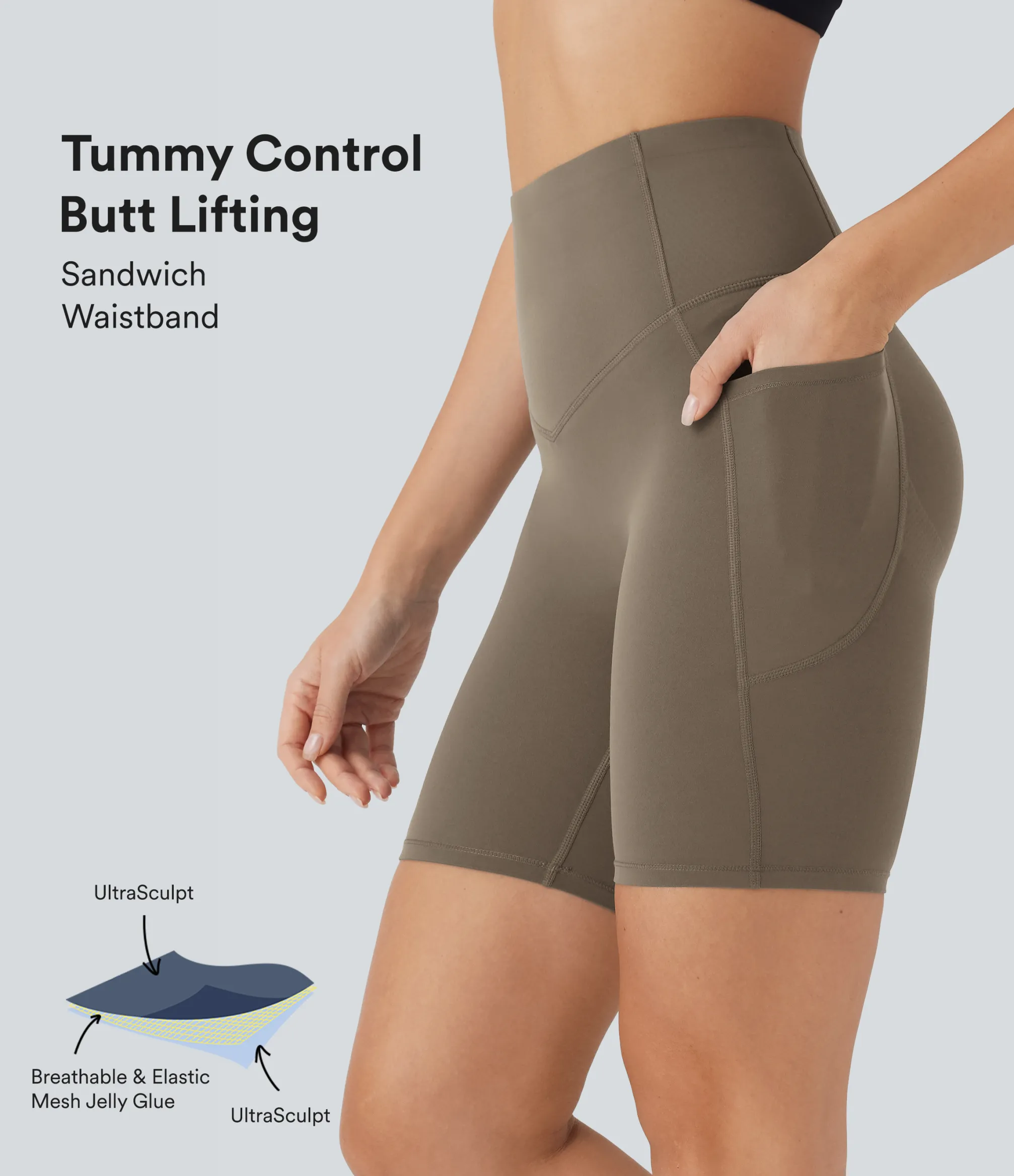Active Shorts|Bikers<HALARA UltraSculpt™ SoCinched High Waisted Butt Lifting Tummy Control Pocket Shaping Training Biker Shorts 7''
