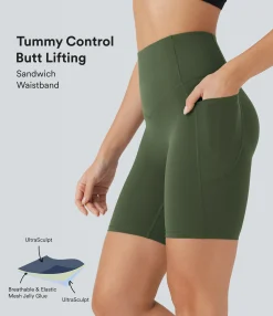Active Shorts|Bikers<HALARA UltraSculpt™ SoCinched High Waisted Butt Lifting Tummy Control Pocket Shaping Training Biker Shorts 7''