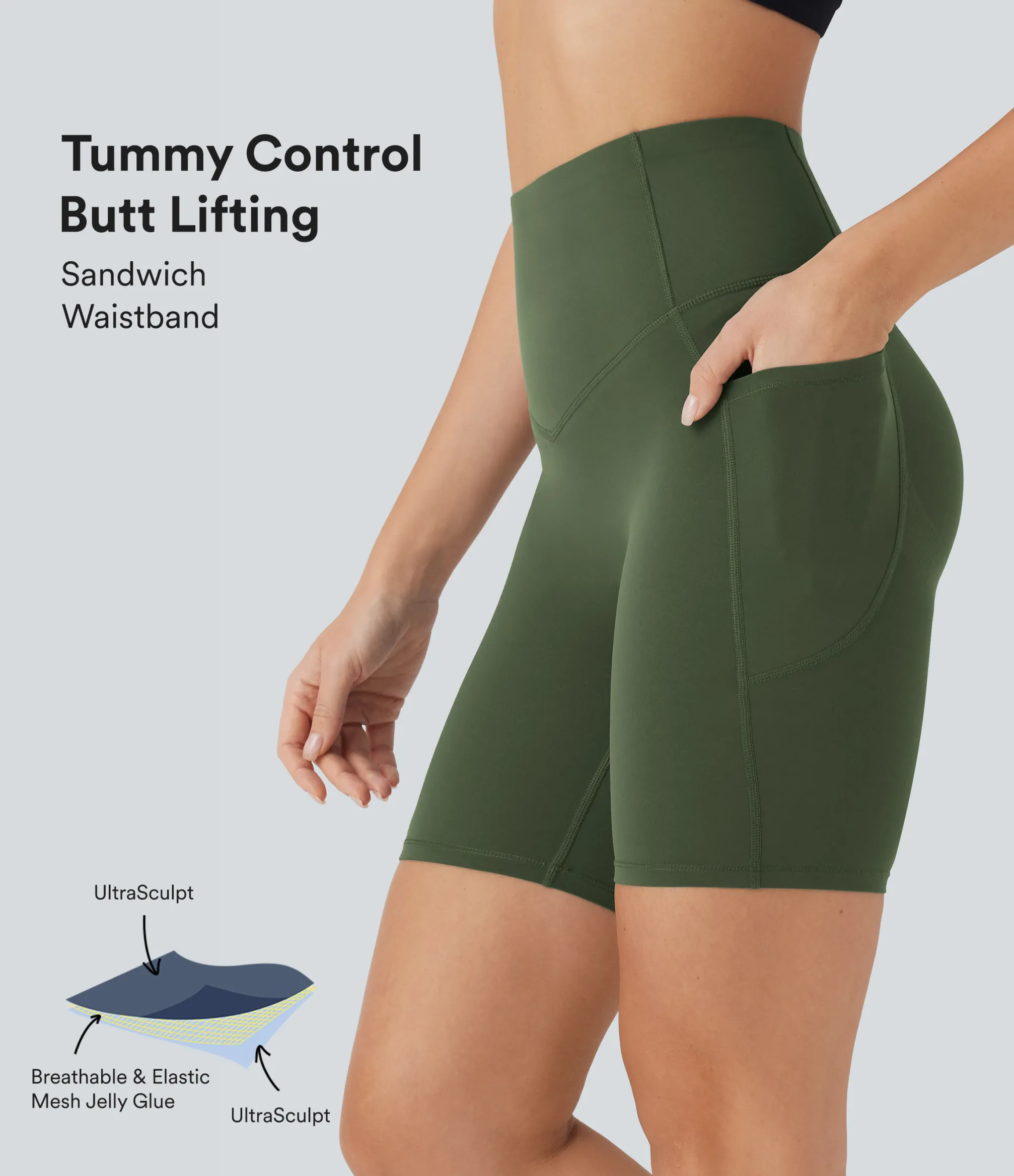 Active Shorts|Bikers<HALARA UltraSculpt™ SoCinched High Waisted Butt Lifting Tummy Control Pocket Shaping Training Biker Shorts 7''