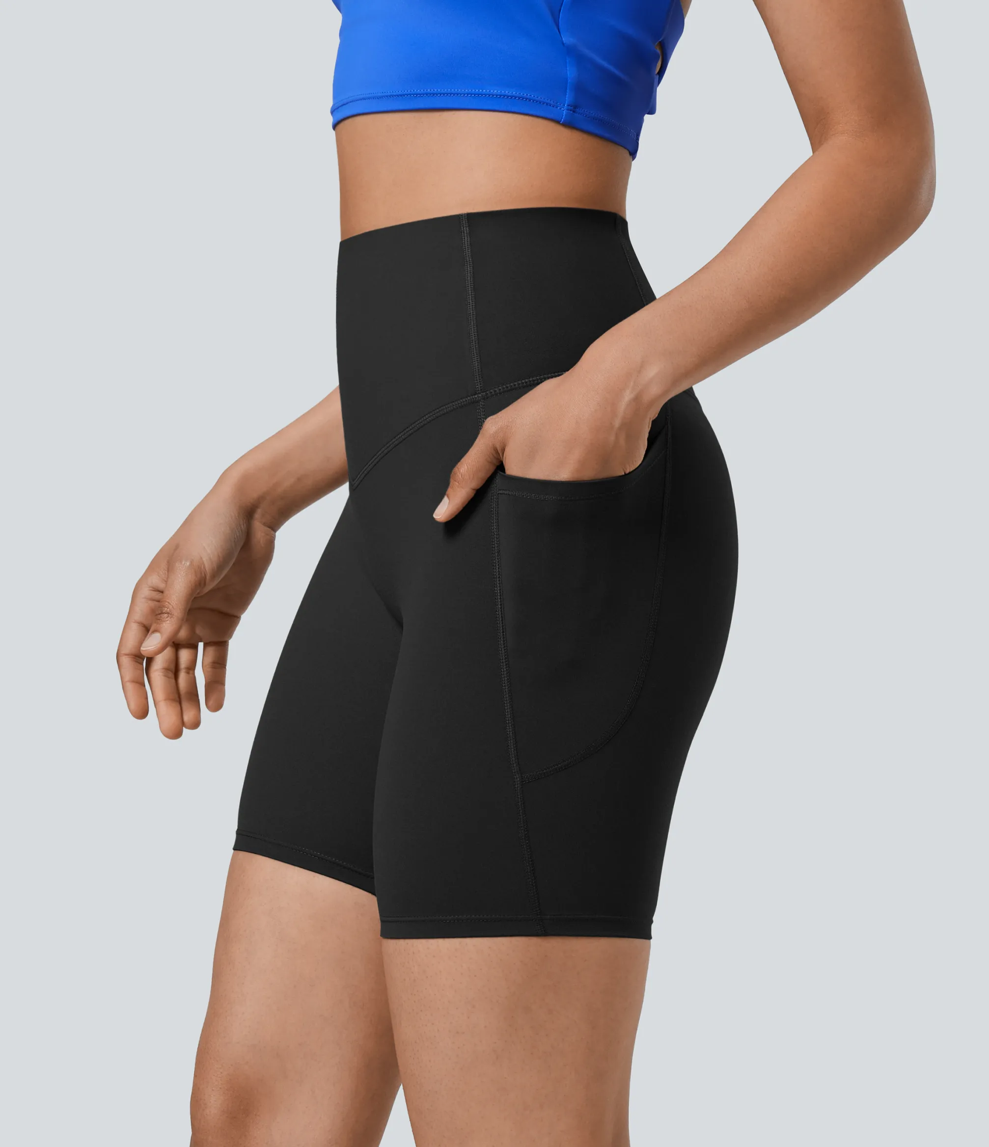 Active Shorts|Bikers<HALARA UltraSculpt™ SoCinched High Waisted Tummy Control Pocket Shaping Training Biker Shorts 7''