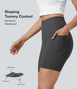 Active Shorts|Bikers<HALARA UltraSculpt™ SoCinched High Waisted Tummy Control Pocket Shaping Training Biker Shorts 7''