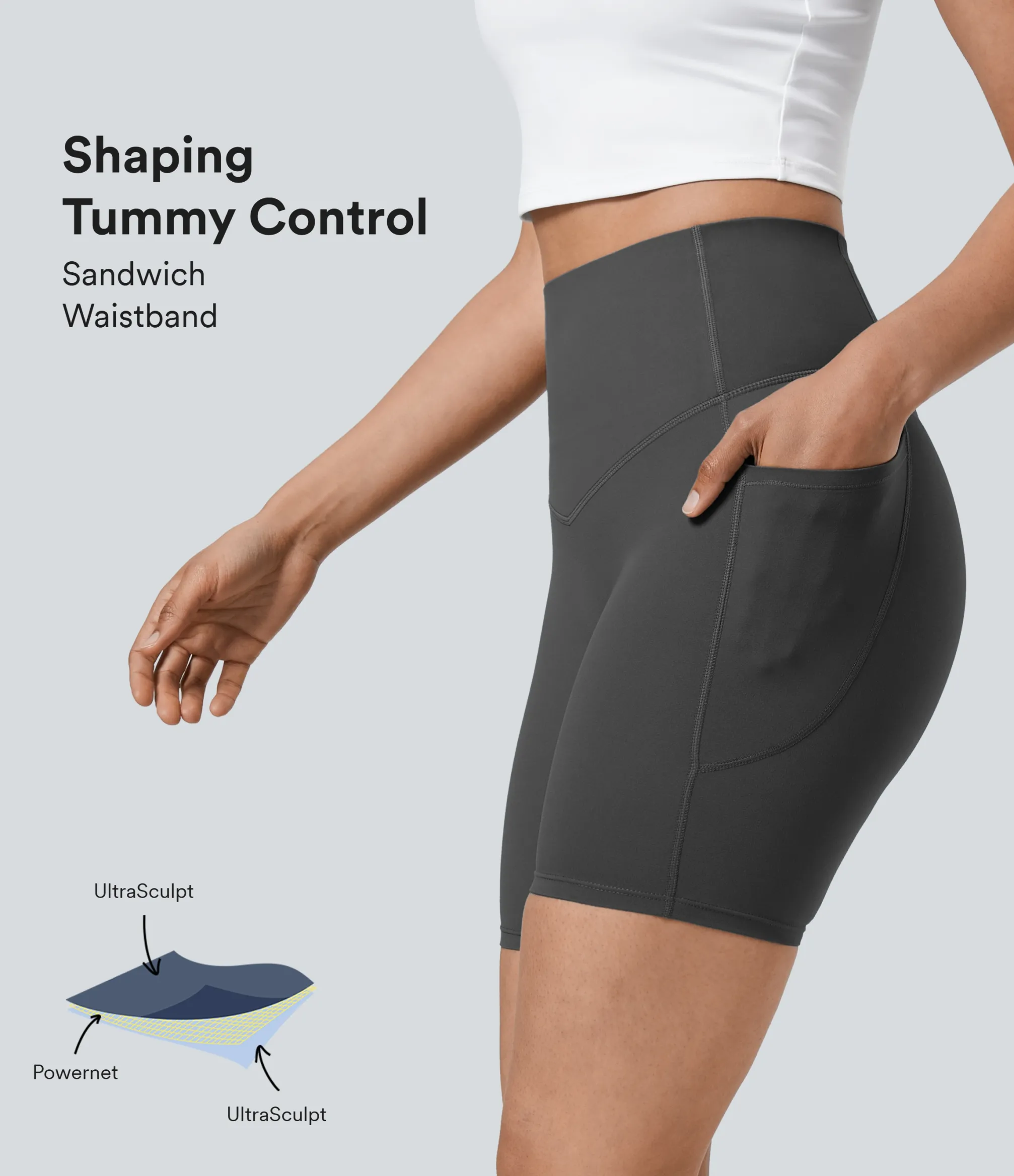 Active Shorts|Bikers<HALARA UltraSculpt™ SoCinched High Waisted Tummy Control Pocket Shaping Training Biker Shorts 7''