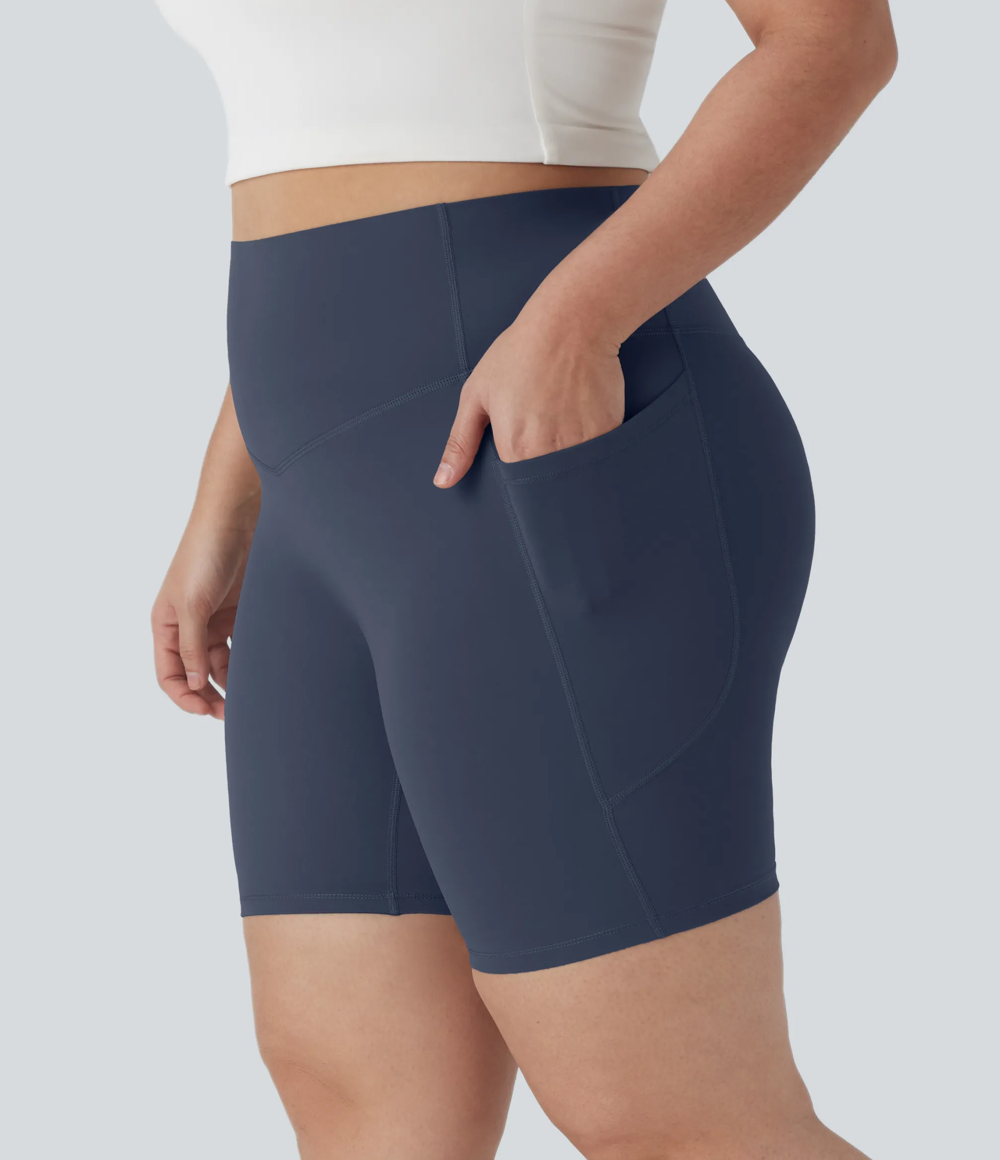 Plus Size<HALARA UltraSculpt™ SoCinched High Waisted Tummy Control Shaping Training Plus Size Biker Shorts 7'' with Pocket