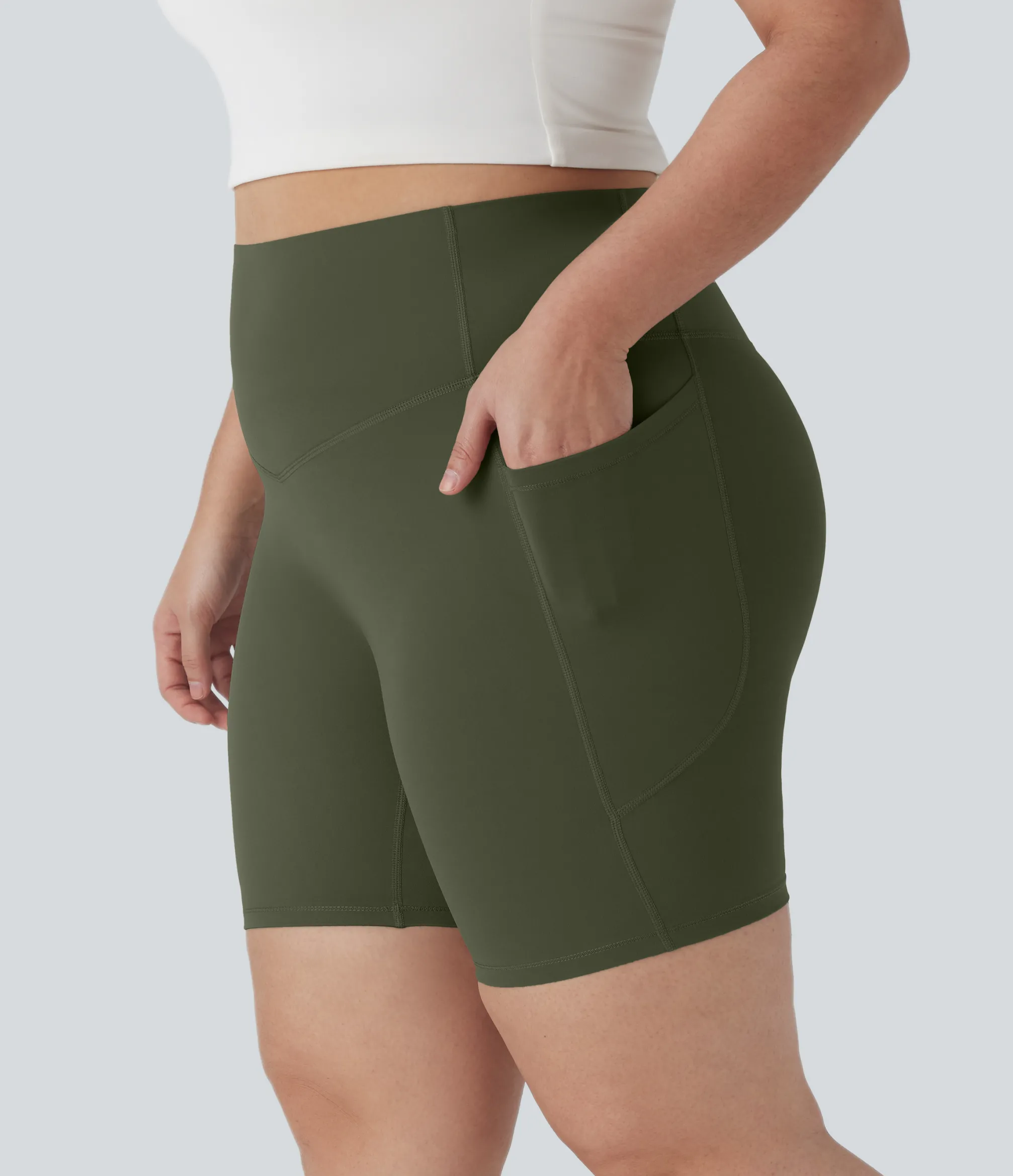 Plus Size<HALARA UltraSculpt™ SoCinched High Waisted Tummy Control Shaping Training Plus Size Biker Shorts 7'' with Pocket