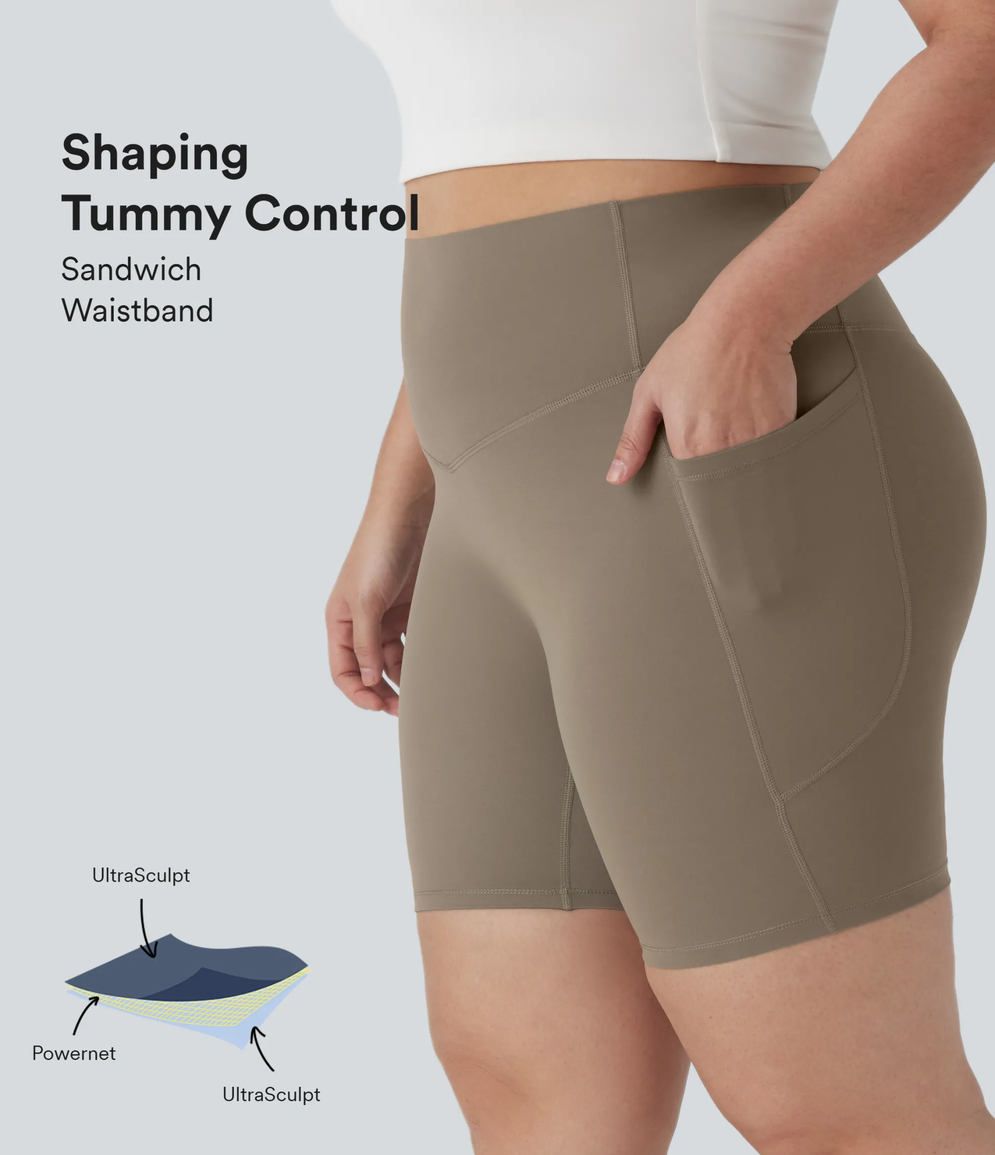 Plus Size<HALARA UltraSculpt™ SoCinched High Waisted Tummy Control Shaping Training Plus Size Biker Shorts 7'' with Pocket