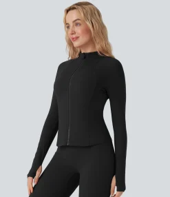 Jackets & Outerwear<HALARA UltraSculpt™ Stand Collar Long Sleeve Thumb Hole Yoga Jacket with Pockets
