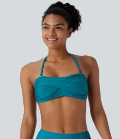 Beachwear<HALARA Halter Adjustable & Removable Strap Bikini Top Swimsuit