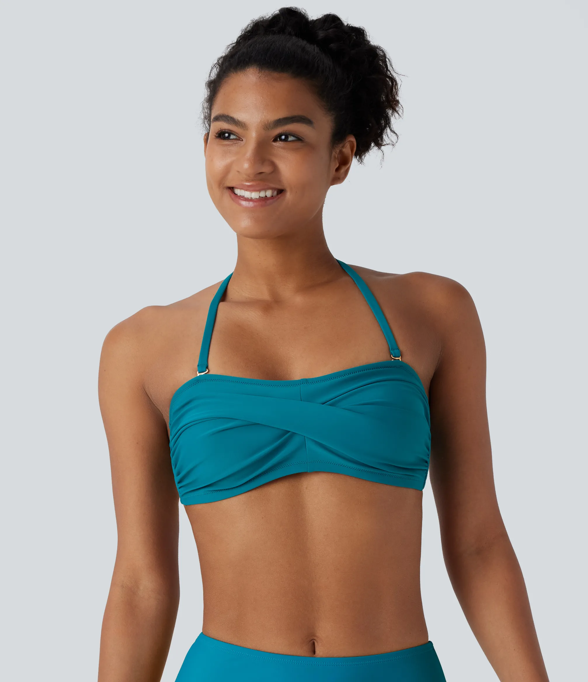 Beachwear<HALARA Halter Adjustable & Removable Strap Bikini Top Swimsuit