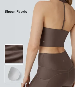 Tank Tops & Camis|Tank Tops<HALARA Halter Skinny Cropped Sheen Workout Tank Top