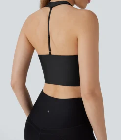 Tank Tops & Camis|Tank Tops<HALARA Halter Skinny Cropped Sheen Workout Tank Top