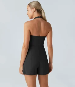 Jumpsuits<HALARA Halter Sleeveless Pocket Wrapped Hem Casual Jumpsuit