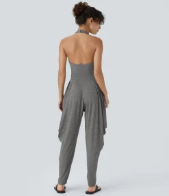 Jumpsuits<HALARA Halter Stacked Pocket Casual Jumpsuit