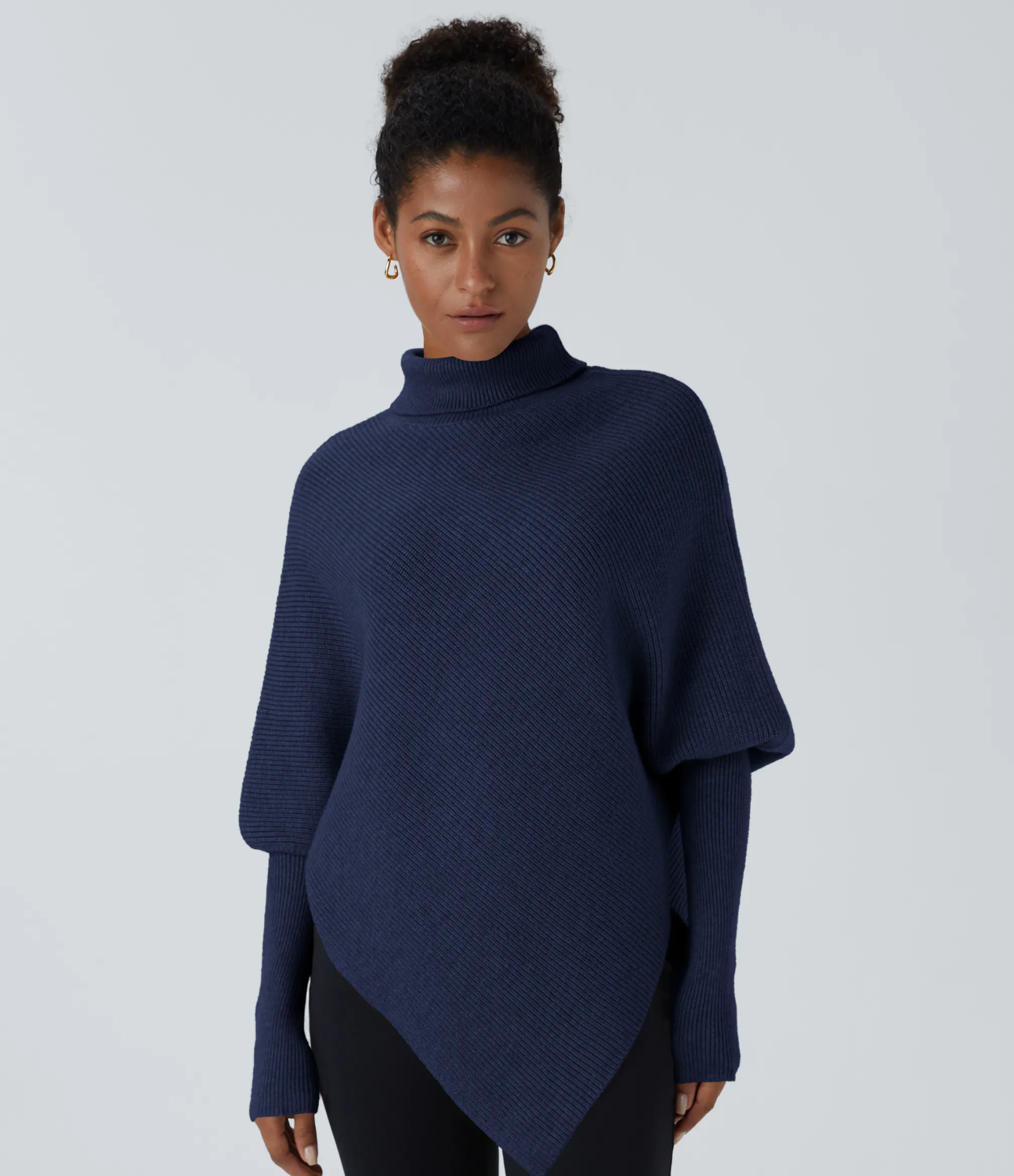 Sweaters<HALARA High Neck Long Sleeve Asymmetric Hem Work Sweater