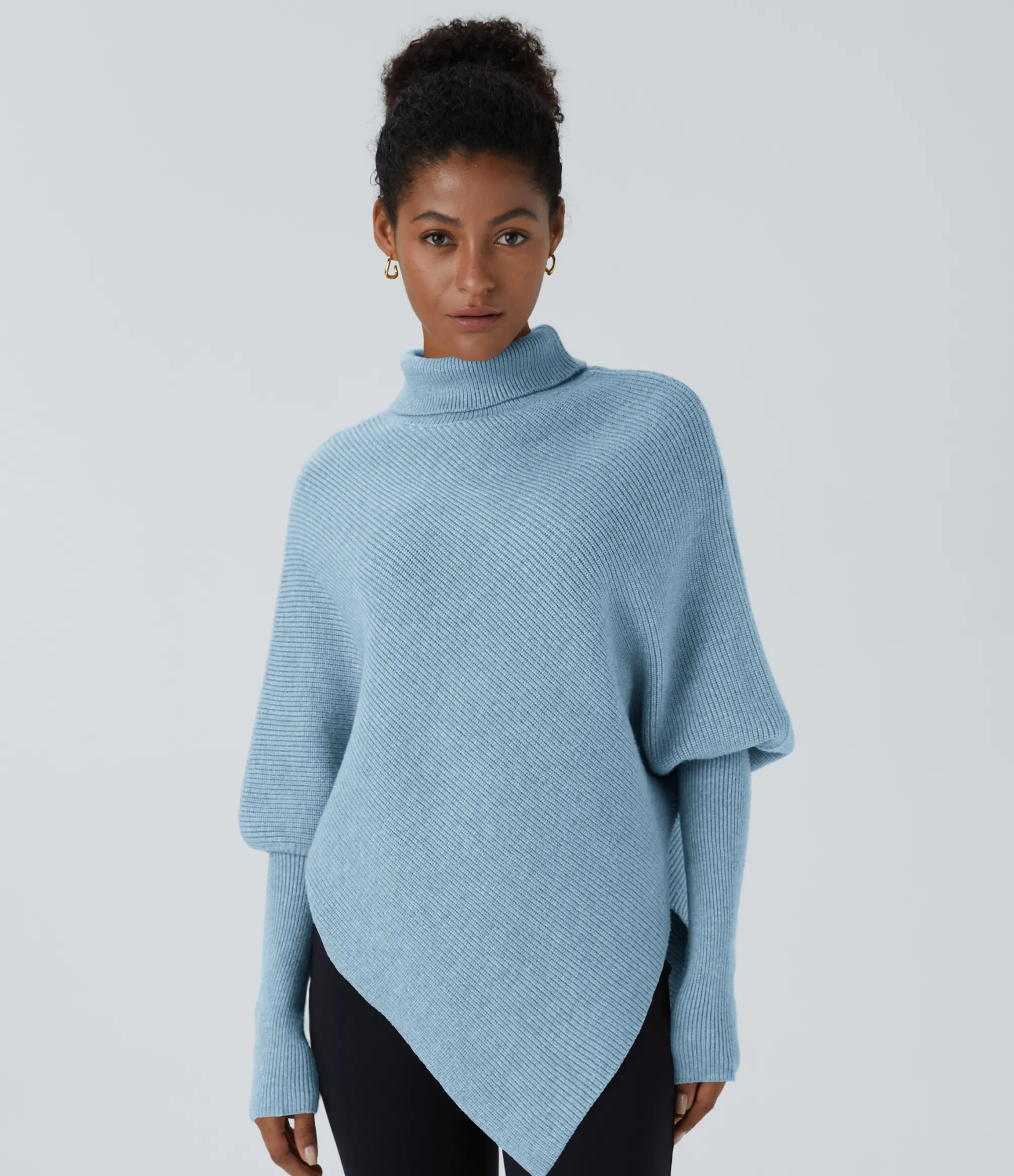 Sweaters<HALARA High Neck Long Sleeve Asymmetric Hem Work Sweater