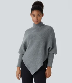 Sweaters<HALARA High Neck Long Sleeve Asymmetric Hem Work Sweater