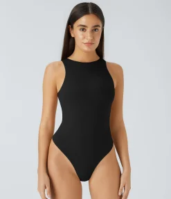 Bodysuits|Bras & Underwear<HALARA High Stretch Round Neck Sleeveless Lounge Underwear Bodysuit
