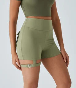 Bikers|Active Shorts<HALARA High Waisted Adjustable Buckle Pocket Ruched Yoga Cargo Biker Shorts 3''