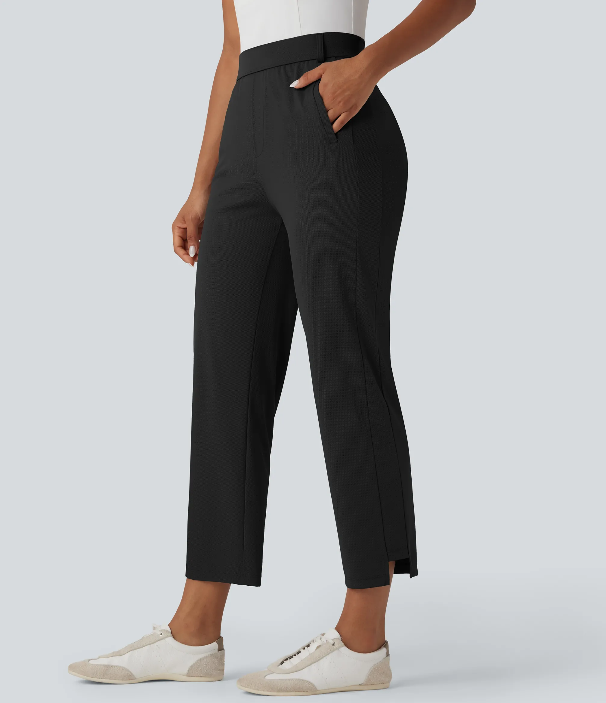 High-Waisted Pants|Pants<HALARA High Waisted Ankle Length Quick Dry Golf Pants with Pockets-Golf Tee-UPF40+