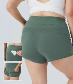 Plus Size<HALARA High Waisted Back Waistband Pocket 2-in-1 Yoga Plus Size Shorts