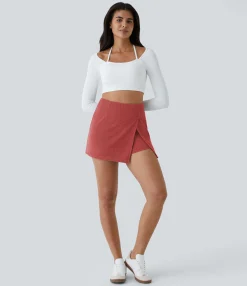 Mini Skirts|Casual Skirts<HALARA High Waisted Back Zipper Hem 2-in-1 Corduroy Casual Skirt
